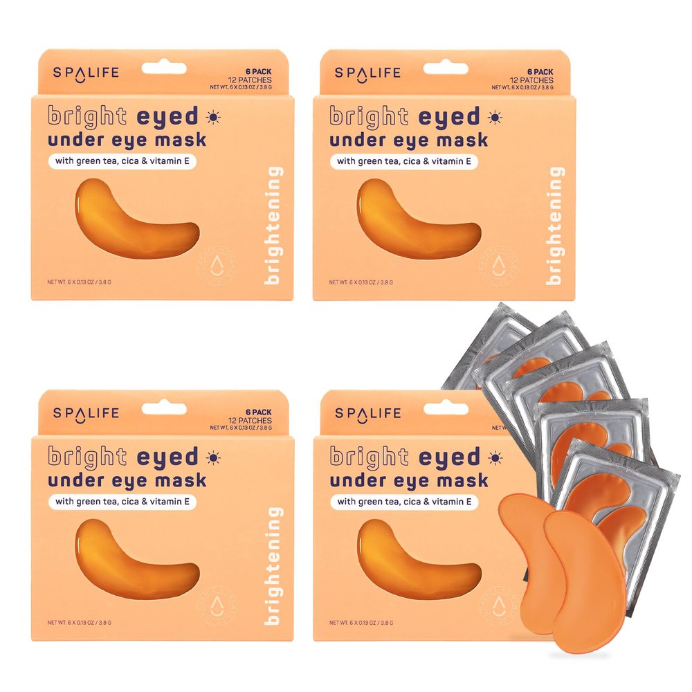 SpaLife Beauty Bright Eyed Undereye Masks  Hydrogel Eye Patches for Dark Circles, Puffiness, & Dullness with Vitamin E, Green Tea  2-in-1 Skincare  32 Pairs