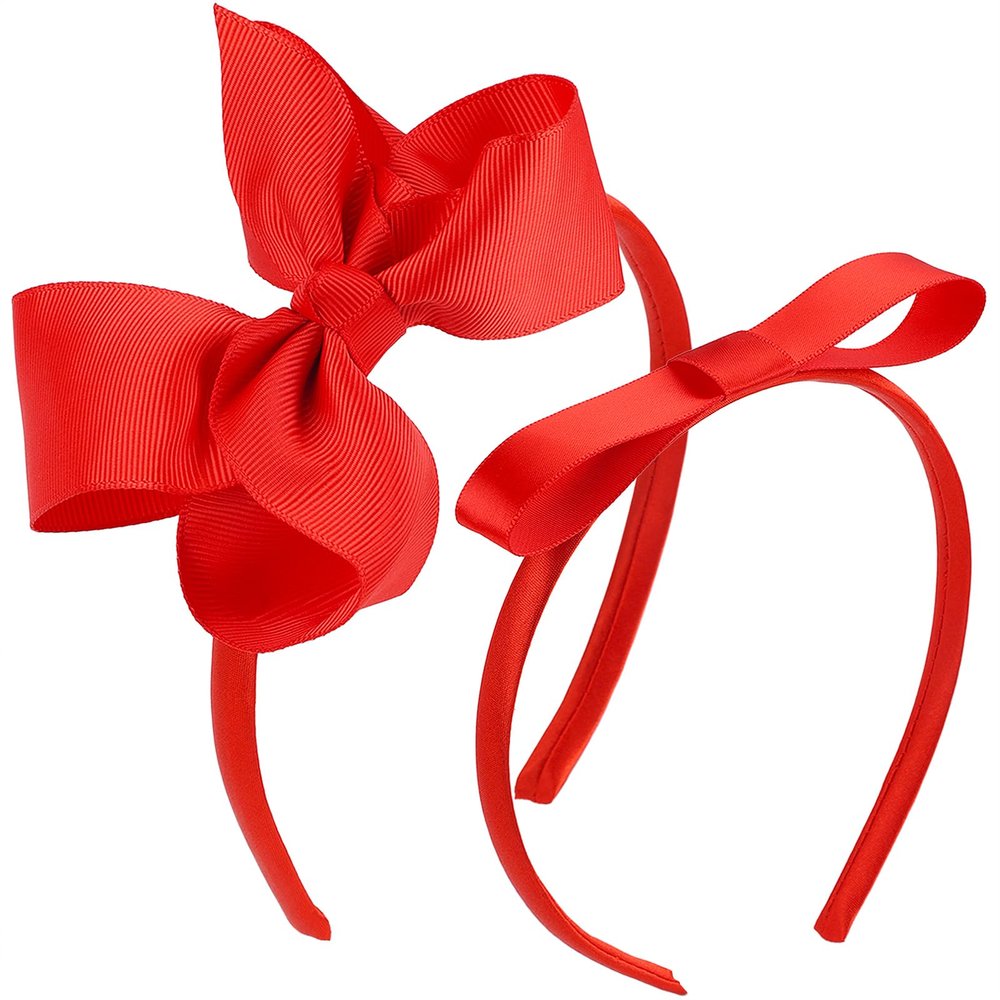 EYEOO 2PCS Bow Headbands Set for Girls Big Knotted Headbands Grosgrain Ribbon Hair Bows Cute Hair Hoop Top Knot Turban Hairs Headband for Girls Teens Party Cosplay Decoration Hairs Accessories