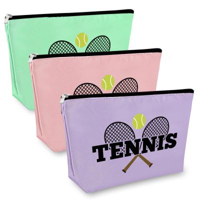 3Pcs Tennis Girls Gift Makeup Bag Tennis Lover Gift Tennis Gifts for Women Tennis Player Gift Cosmetic Bag Tennis Team Gift for Friends Graduation Birthday Gift for Tennis Coach Travel Cosmetic Pouch