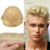 Mens Toupee Hair Replacement System for Men All French Lace Mens Hairpiece Soft Lace and Breathable Full Lace Hair Unit Human Hair Toupee For Men 7"X9"#22R Light Blonde-100% Density view 1