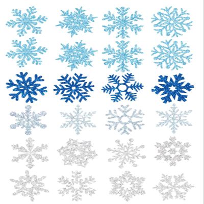 120 PCS Snowflake Temporary Tattoo Stickers Winter Snow Flakes Glitter Tattoos for Kids Adults Christmas Holiday Party Costume Body Face Decorations Supplies (Blue Silver)