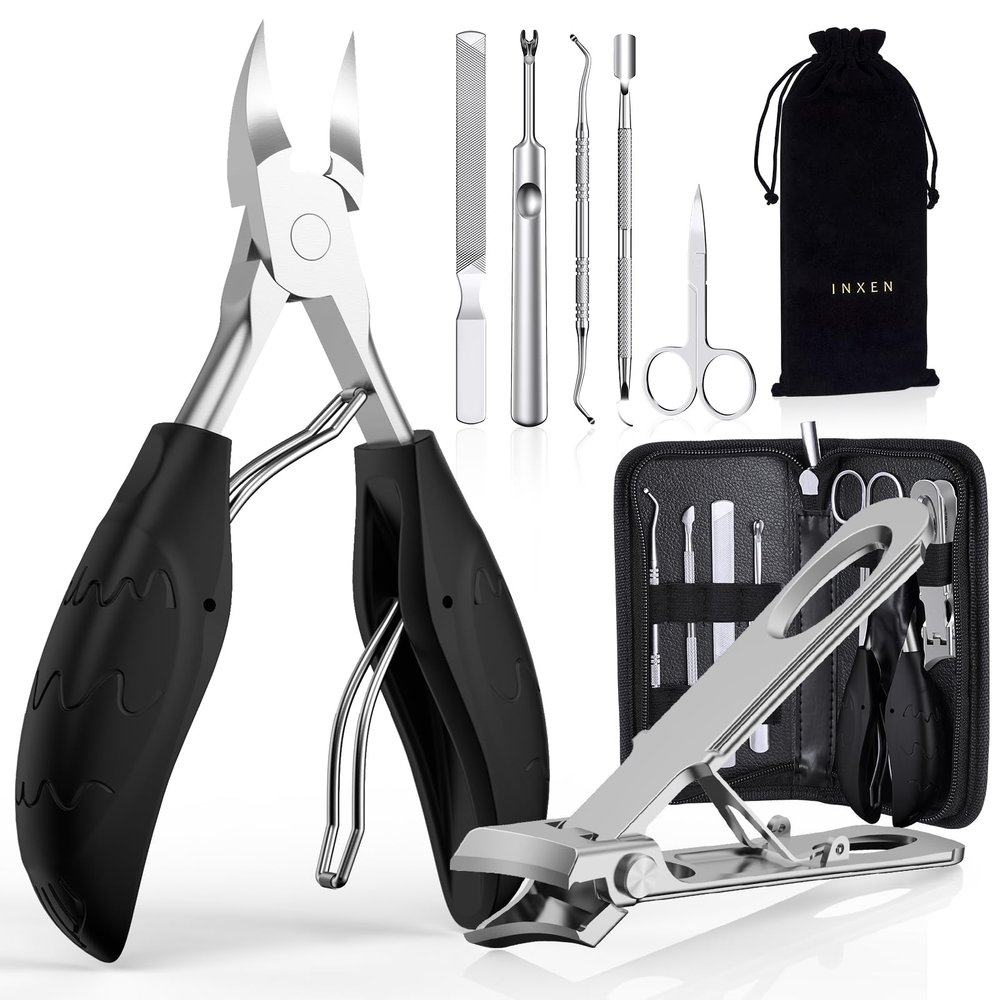 Toenail Clippers for Seniors Thick Toenails, Sharp Toe Nail Clippers Set for Men Women, Heavy Duty Fingernail Clipper Pedicure Tools for Feet, Professional Manicure and Pedicure Kit with Nail Scissors