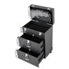 DDBESSIC Makeup Train Case Large, Travel Makeup Organizer Storage Box on Wheels 3 Tier Rolling Professional Cosmetic Trolley with 4 Locking Salon Barber Carrying Case view 3