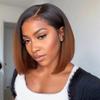 oulaer Ombre 1B30 Color Lace Front Wig Human Hair 13X6 Invisible Lace Front Wig Pre Plucked Straight Short Bob Wig Brazilian Remy Hair Glueless Wig 150% Density Bleached Knots 10Inch view 2