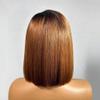 oulaer Ombre 1B30 Color Lace Front Wig Human Hair 13X6 Invisible Lace Front Wig Pre Plucked Straight Short Bob Wig Brazilian Remy Hair Glueless Wig 150% Density Bleached Knots 10Inch view 3
