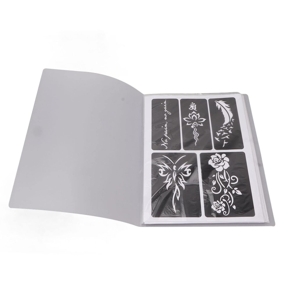 Nachukan 19 Sheets Reusable Waterproof Tattoo Stencils - Glitter Temporary Body Art Painting Templates for Tattoo Practice Supplies