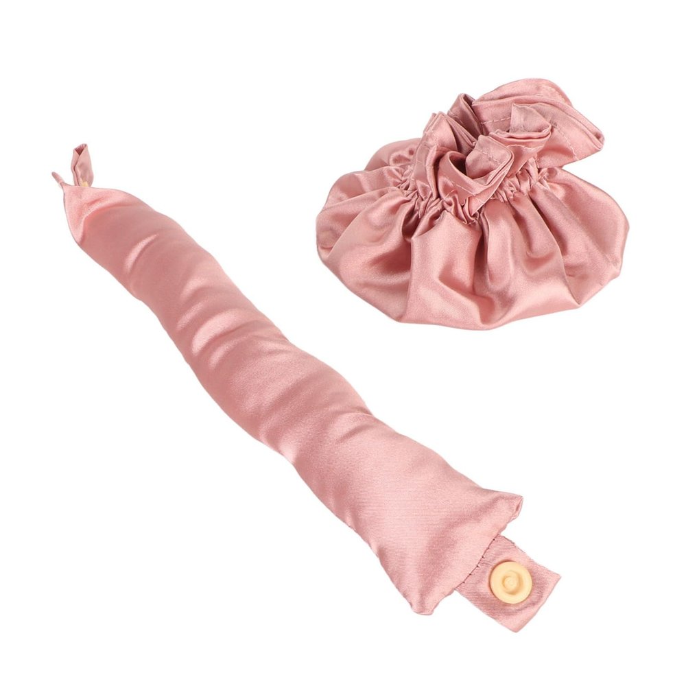 Heatless Bun Styling Kit,Hair Curler, Portable Soft Satin Heatless Curler for Long Hair for Long Hair for Sleeping (Dusty Pink)