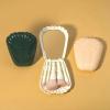 Shell Portable Makeup Brush Set,Catching Shell Shape, 5 Brushes with Mirror, Easy to Clean, for Daily Makeup Needs (Blue) view 2