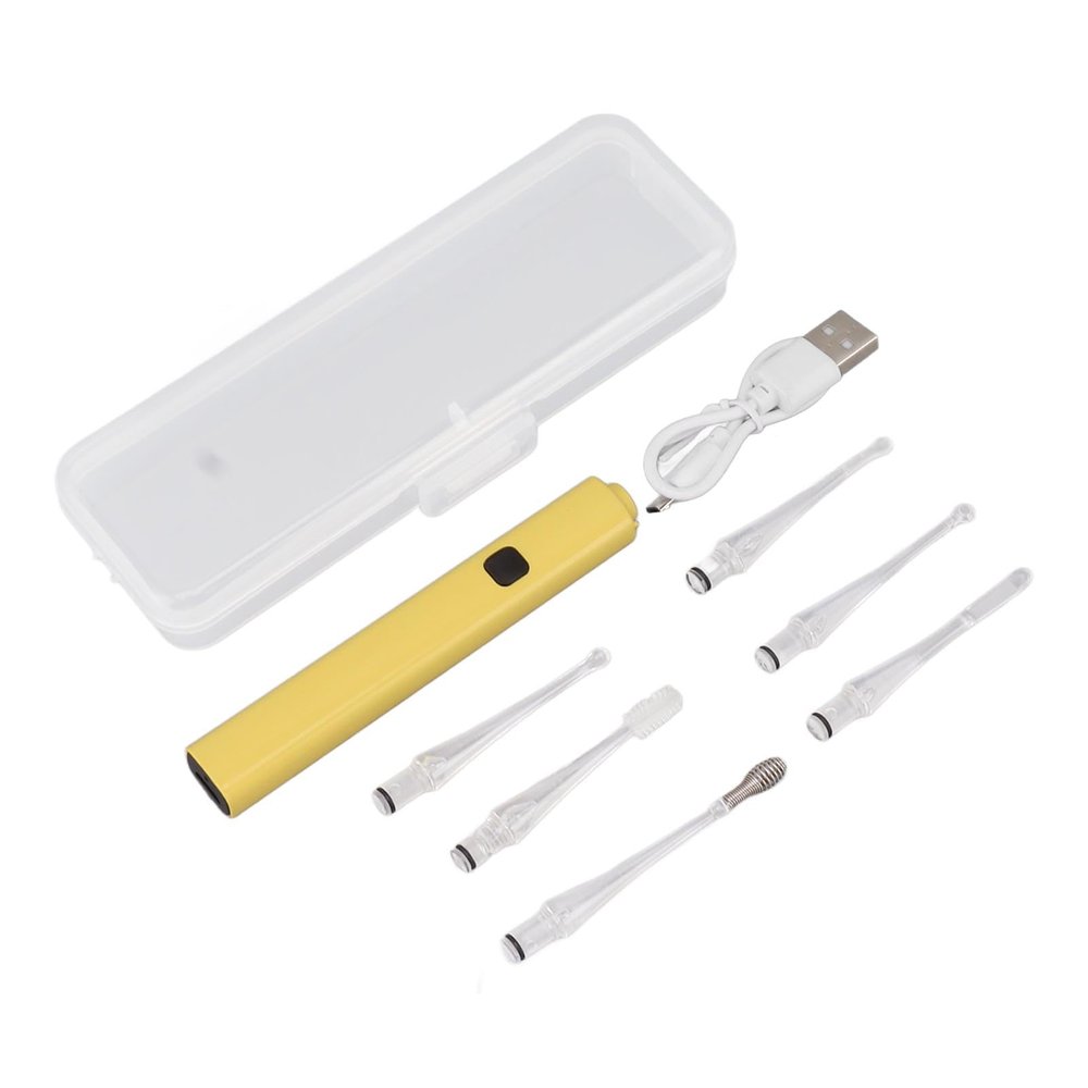 Rechargeable Earwax Removal Tool with 6 Spoon Tips for Home Travel Vehicle Use