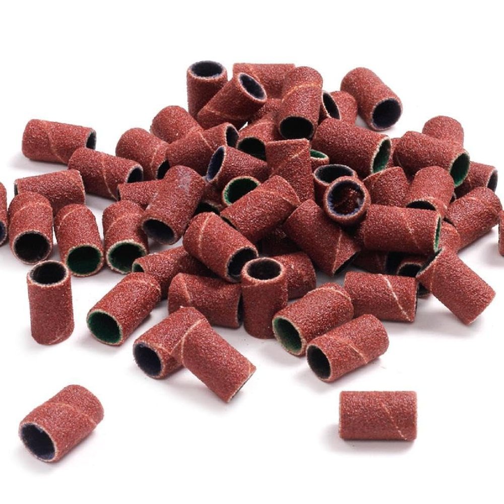 100Pcs 80/120/150/180/240Grit Nail Sanding Bands For Nail Drill Fine Grit Nail Sanding Bands Nail Drill Sanding Bit Nail Drill File Refill