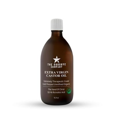 Premium USDA Organic Cold-Pressed Food Grade Castor Oil - 16.9 oz Glass Bottle, Hexane-Free, Small Batch, Extra Virgin, Ethically Sourced for Hair Growth, Skin Care, Lashes, Brows & Digestion