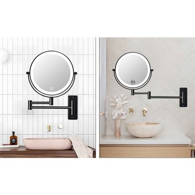 1x/10x Magnification-3 Color Lights Magnifying Mirror Touch Screen Black Modern Contemporary