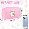 URSKYTOUS Initial Makeup Bag for Women Travel Small Cosmetic Bag Cute Pink Personalized Preppy Makeup Pouch for Purse Zippered Toiletry Organizer PU Leather Makeup Bag Makeup Case for ChristmasE view 4