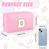 URSKYTOUS Initial Makeup Bag Personalized Preppy Travel Small PU Cosmetic Bag Pink Makeup Pouch Zipper Toiletry Organizer for Women Girls Mom Friend Bridesmaid Teacher Sister Prom Christmas GiftD view 4
