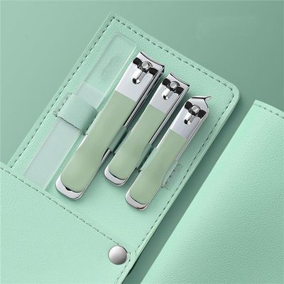 4pcs Nail File Nail Scissors Clipper Manicure Pedicure Kit Convenient to Use Manicure Set Sturdy for Travelling,Dark Khaki,A