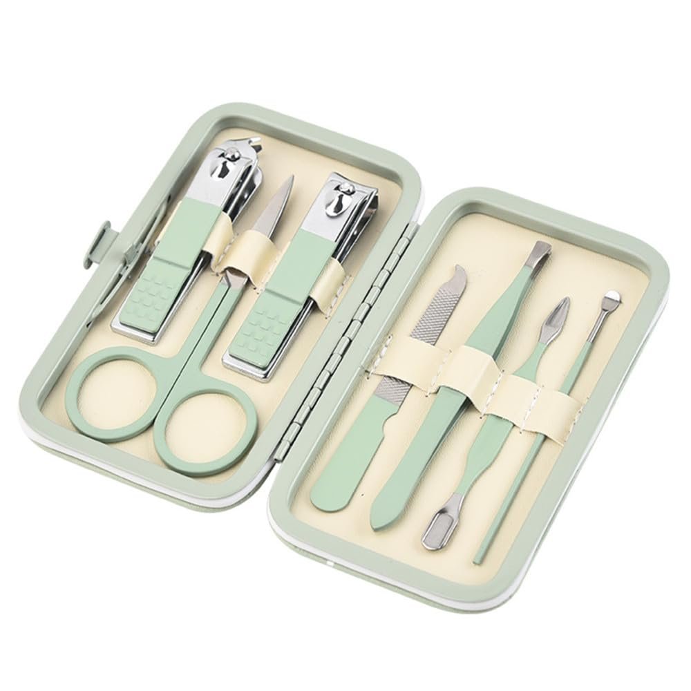 18PCS/Set Nail Clippers Scissors Pliers Ear Spoon Stainless Steel Green Nail Beauty Cutting Trimmers Manicure Tools,7PCS