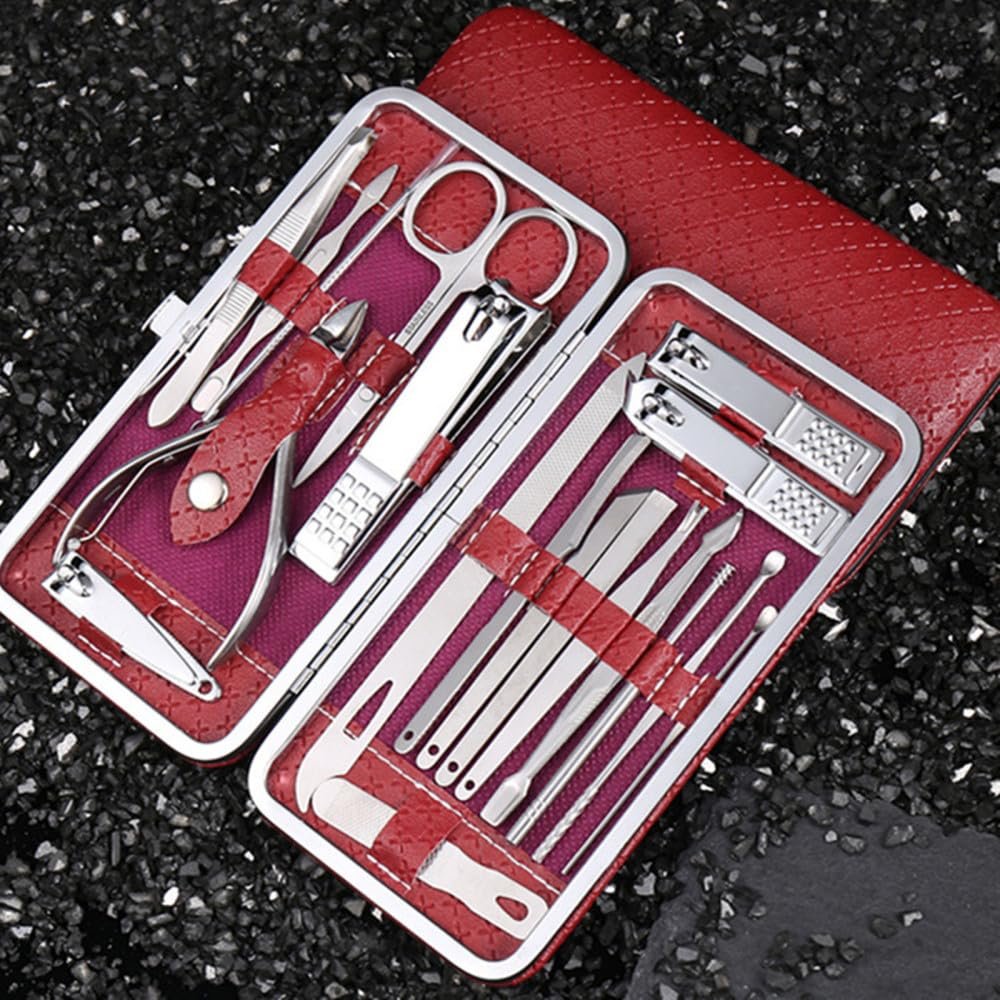 19Pcs Set Stainless Steel Pruning Nail Clippers Cutting Pliers Set Nail Skin Pedicure Groove Single Nail Tool,19pcs