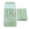 16pcs Nail Cutter Set Stainless Steel Nail Clippers Set With Folding Bag Manicure Cutter Kits Scissors Beauty Tool,green view 1