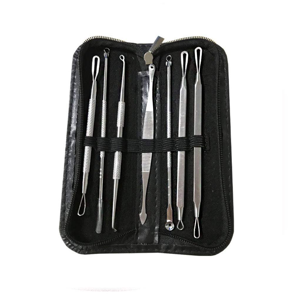 7PCS Stainless Steel Blackhead Remover Acne Needles Tools Set for Nose Face Skin Blackheads Acne Comedone Blemishes Removal Tool Silver