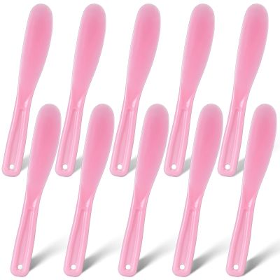 10 Pcs Plastic Cosmetic Spatula Jelly Mask Skincare Lotion Disposable Spatulas for Facials Face Mask Applicator Makeup Scoop Tools(Pink)