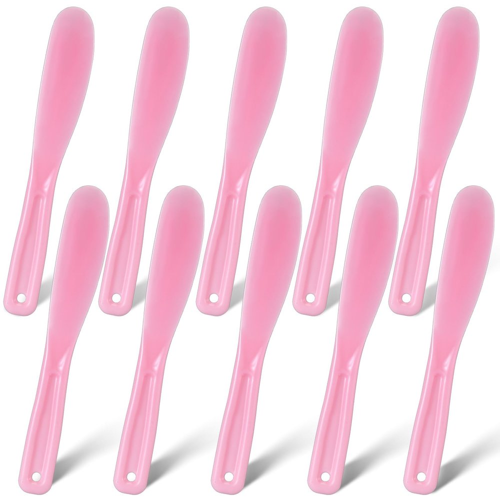 10 Pcs Plastic Cosmetic Spatula Jelly Mask Skincare Lotion Disposable Spatulas for Facials Face Mask Applicator Makeup Scoop Tools(Pink)