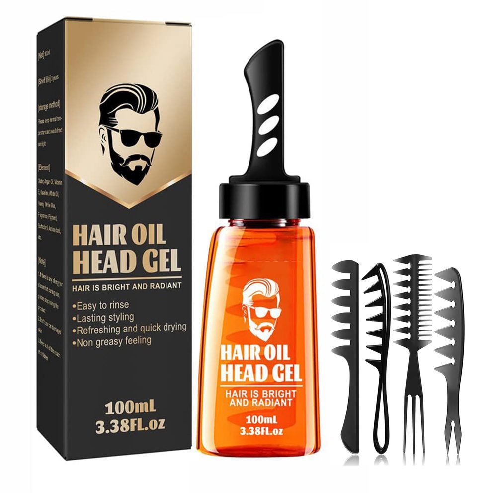 Grospe Hair Styling Gel, 2-in-1 Wax Gel with Comb, Men's Grooming gel, Moisturizing Long Lasting Fast Build , 100 ml, Includes 4 Hair Styling Combs