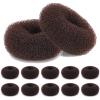 HOFASON Hair Bun Maker Donut 12 Pcs, Large Rings for Ballet Style Buns, Thick Hair Shaper Accessories Bulk for Women & Girls (Size L/3.54 In, Brown) view 1
