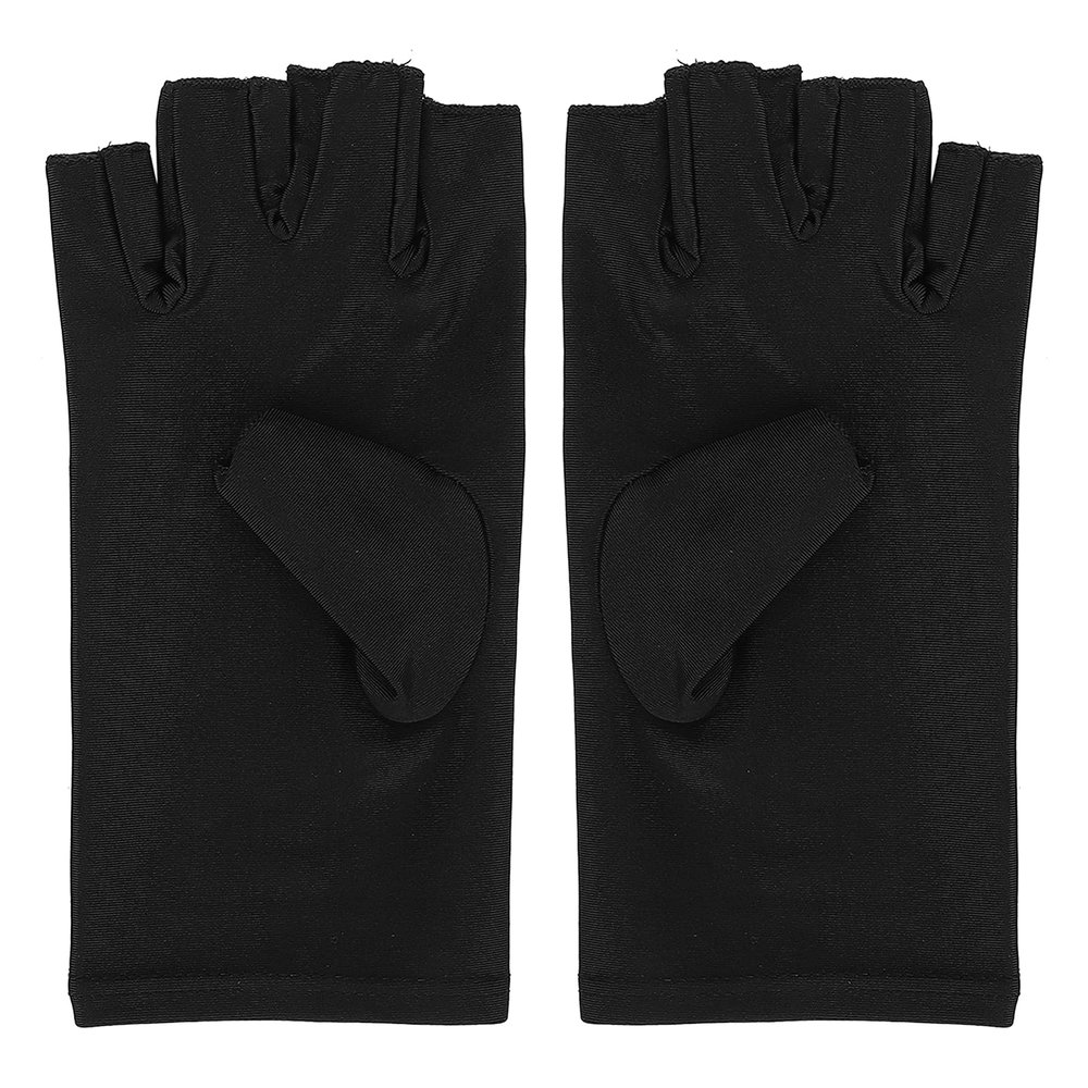 Uv Gloves for Gel Nail Lamp,Uv Protection Gloves for Manicures Dryer, Fingerless Anti Uv Protect Hands from Uv Harm, Nail Art Skin Care Gloves for Uv Gel Nail Light(BLACK)