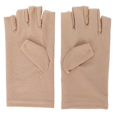Uv Gloves for Gel Nail Lamp,Uv Protection Gloves for Manicures Dryer, Fingerless Anti Uv Protect Hands from Uv Harm, Nail Art Skin Care Gloves for Uv Gel Nail Light(BEIGE)