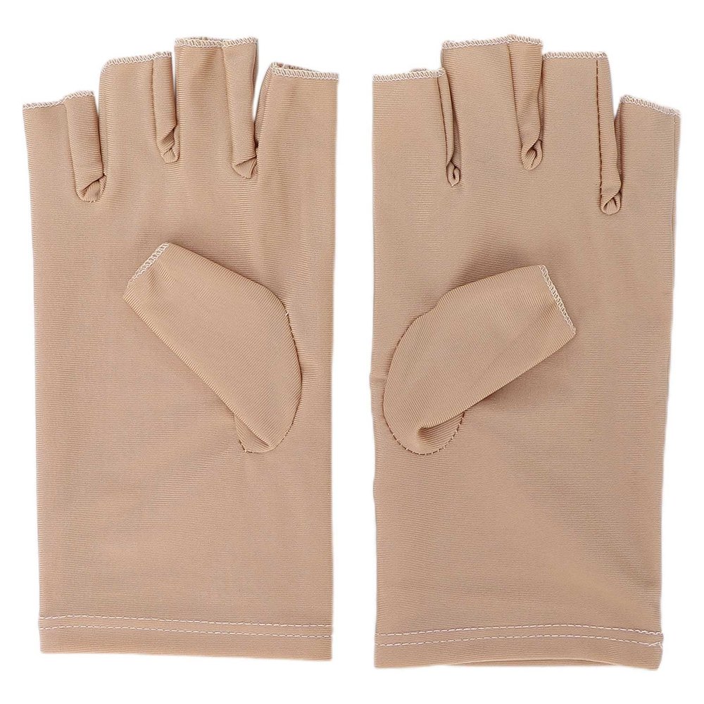 Uv Gloves for Gel Nail Lamp,Uv Protection Gloves for Manicures Dryer, Fingerless Anti Uv Protect Hands from Uv Harm, Nail Art Skin Care Gloves for Uv Gel Nail Light(BEIGE)