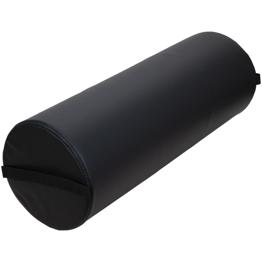 ForPro Professional Collection Jumbo Full Round Bolster Pillow, Black, Oil and Stain-Resistant, for Massage and Yoga, 9 R x 26 L
