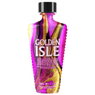 ED HARDY Tanovations Golden Isle - Indoor/Outdoor Glistening Natural Bronzer Radiant Glowing Gold of Pleasure Oil Hydration Improving Dark Tanning Lotion