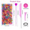 1008 Pcs Hair Beads Kit for Girls and Kids Hair Braids, 500Pcs 9x6mm Glitter Pony Beads, 500Pcs Mini Elastic Rubber Bands, 5Pcs Quick Beaders, 1Pcs Rattail Comb and 2Pcs Duckbill Clips view 2
