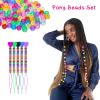 1008 Pcs Hair Beads Kit for Girls and Kids Hair Braids, 500Pcs 9x6mm Glitter Pony Beads, 500Pcs Mini Elastic Rubber Bands, 5Pcs Quick Beaders, 1Pcs Rattail Comb and 2Pcs Duckbill Clips view 3