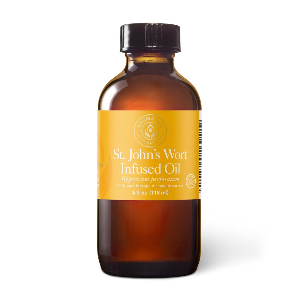 Aromatics International St. Johns Wort Infused Olive Oil  4 fl oz | Cold-Infused, Pure & Natural Carrier Oil for DIY Skincare, Massage, and Aromatherapy