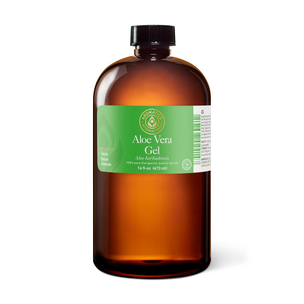 Aromatics International Aloe Vera Gel 16fl-oz Organic Cold-Pressed, Pure Moisturizing Gel for Skin, Hydrating & Soothing, Natural Skincare Solution