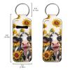 Baxinh Sunflower Cow Printed Chapstick Holder Keychain Clip-on Sleeve Chap Stick Pouch Lip Balm Holsteror Lipstick Tracker Safeguard view 2