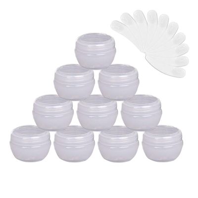 10Packs 20G/20ML Frosted Container Jars with Inner Liner for Scrubs, Oils, Salves, Creams, Lotions, Makeup Cosmetics with Mini Spatulas (transparent)