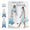 Adazzo Professional Rolling Makeup Train Case 3 in 1 Aluminum Trolley Case with 360 Rotation Wheels for Makuep Artist Cosmetic Suitcase Organizer with Lock and Key Diamond Pattern - Turquoise Cascade view 2