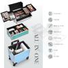 Adazzo Professional Rolling Makeup Train Case 3 in 1 Aluminum Trolley Case with 360 Rotation Wheels for Makuep Artist Cosmetic Suitcase Organizer with Lock and Key Diamond Pattern - Turquoise Cascade view 3