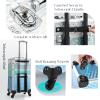 Adazzo Professional Rolling Makeup Train Case 3 in 1 Aluminum Trolley Case with 360 Rotation Wheels for Makuep Artist Cosmetic Suitcase Organizer with Lock and Key Diamond Pattern - Turquoise Cascade view 4