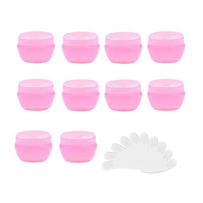 10Packs 10G/10ML Frosted Container Jars with Inner Liner for Scrubs, Oils, Salves, Creams, Lotions, Makeup Cosmetics with Mini Spatulas (Pinkish)