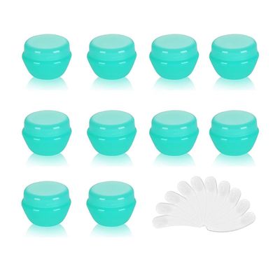 10Packs 5G/5ML Frosted Container Jars with Inner Liner for Scrubs, Oils, Salves, Creams, Lotions, Makeup Cosmetics with Mini Spatulas (green)