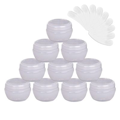 10Packs 30G/30ML Frosted Container Jars with Inner Liner for Scrubs, Oils, Salves, Creams, Lotions, Makeup Cosmetics with Mini Spatulas (transparent)