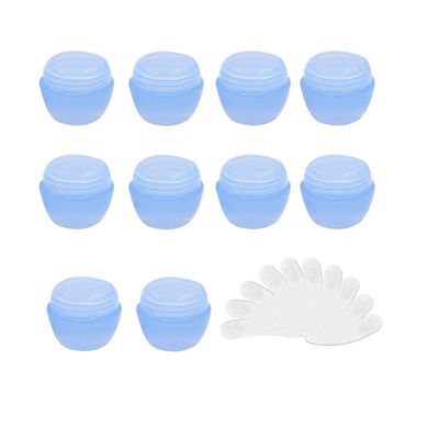 10Packs 5G/5ML Frosted Container Jars with Inner Liner for Scrubs, Oils, Salves, Creams, Lotions, Makeup Cosmetics with Mini Spatulas (blue)
