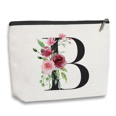 Initial Makeup Bag, Personalized Gifts for Women, Bridesmaid Gifts, Birthday Gifts for Women Mom, Gifts for Best Friend, Bride Bridesmaid Cosmetic bag (Letter B)