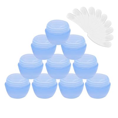 10Packs 30G/30ML Frosted Container Jars with Inner Liner for Scrubs, Oils, Salves, Creams, Lotions, Makeup Cosmetics with Mini Spatulas (blue)