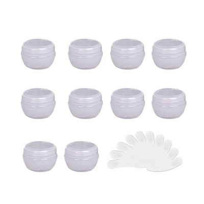 10Packs 5G/5ML Frosted Container Jars with Inner Liner for Scrubs, Oils, Salves, Creams, Lotions, Makeup Cosmetics with Mini Spatulas (transparent)