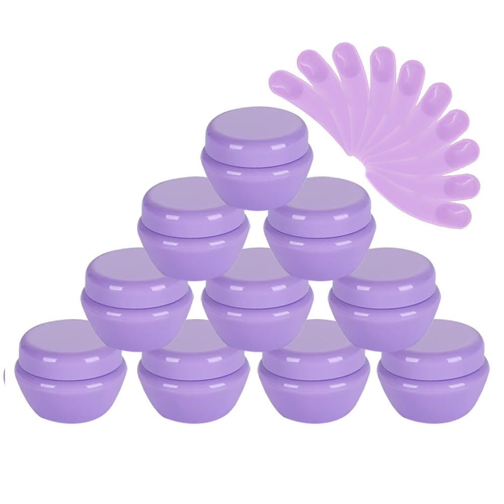 10Packs 20G/20ML Frosted Container Jars with Inner Liner for Scrubs, Oils, Salves, Creams, Lotions, Makeup Cosmetics with Mini Spatulas (purple)