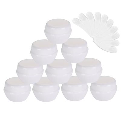 10Packs 30G/30ML Frosted Container Jars with Inner Liner for Scrubs, Oils, Salves, Creams, Lotions, Makeup Cosmetics with Mini Spatulas (white)